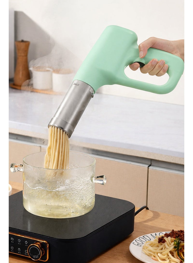 سيسلي آلة صنع المعكرونة الكهربائية اللاسلكية، مكبس نودلز يدوي قابل لإعادة الشحن من الفولاذ المقاوم للصدأ 304، 5 قوالب خلال 30 ثانية، مسدس معكرونة محمول - Image 1